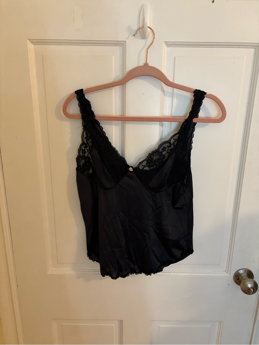 Vintage Ashley Taylor Black Lace-Trim Satin Slip Size Large